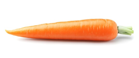 Single orange carrot isolated on white background.