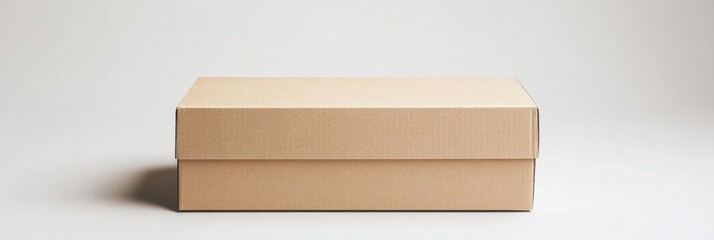 Wall Mural - a horizontal cardboard box with a closed lid, depicted in a simple, clean setting with a blank backg