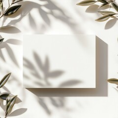 Wall Mural - A horizontal, flat rectangular box template in white, placed on a clean, simple background with soft shadows