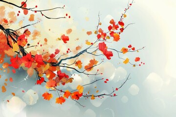 abstract tree branch in autumn illustration