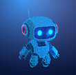 © ZinetroN - ector illustration of a futuristic robot made of glowing digital grid lines. The design emphasizes technology, AI, and innovation with a neon blue and red color scheme