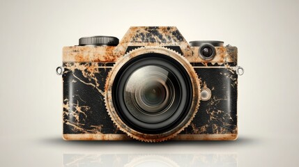 Vintage camera with a unique design, showcasing a textured finish and captivating lens, perfect for photography enthusiasts.