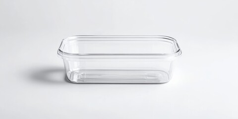 A transparent plastic snack container mockup, isolated on a clean white background