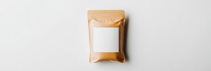 Wall Mural - snack pouch mockup with a blank label for customization, isolated on a clean white background