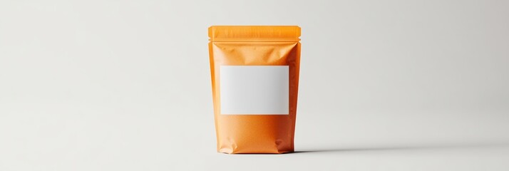 Wall Mural - snack pouch mockup with a blank label for customization, isolated on a clean white background