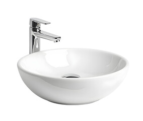 ceramic sink and faucet isolated on transparent or white background, png