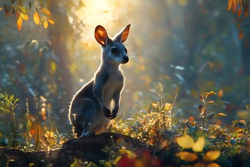 Wall Mural - Sunrise Wallaby in the Forest