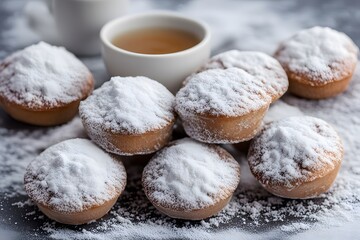 Wall Mural - A batch of russian tea cakes covered in powdered sugar, AI Generated