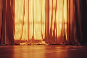 Wall Mural - Golden Hour Curtains and Empty Floor