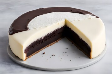 Wall Mural - A giant new york black and white cookie with half chocolate and half vanilla icing, AI Generated