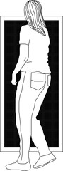 Poster - Vector sketch illustration of a silhouette design for a profile image of a person doing activities in a style in a box frame