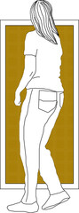 Sticker - Vector sketch illustration of a silhouette design for a profile image of a person doing activities in a style in a box frame