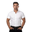 © The Stock Guy - Portrait of a man wearing a white shirt with casual pose, isolated on transparent background