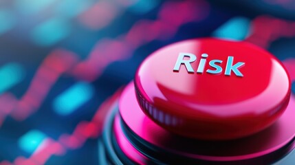 Wall Mural - A close up of a red button with the word risk on it, AI