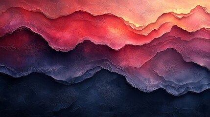 Sticker - A painting of mountains with a blue and purple background