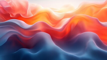 Sticker - A colorful, abstract painting of a wave with a blue and red background