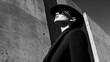 © indyntk - Monochrome outfit modern urban fashion sleek textures strong contrast dynamic poses high-fashion photography editorial street style