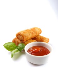 Wall Mural - Crispy Egg Rolls with Sweet and Sour Sauce