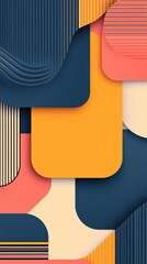 Wall Mural - Abstract geometric background with retro color palette featuring layered shapes and textures for modern design inspiration