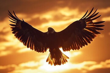 Wall Mural - eagle in the sunset