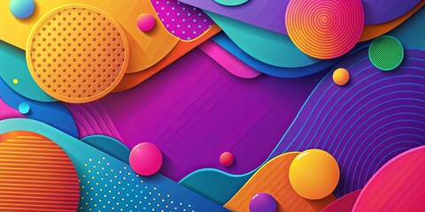 Wall Mural - Dynamic and visually striking background featuring vivid gradients and bold shapes with paper-like textures