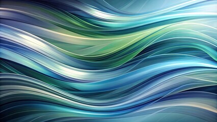 Canvas Print - Abstract background with flowing strokes in shades of blue, gray, and green