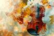 © Hafiz - Double exposure of a violin merging with autumn leaves, with copy space
