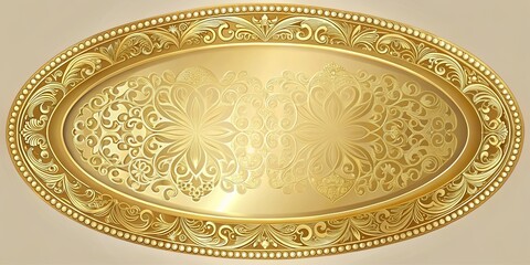 Elegant gold plate with intricate designs on light background