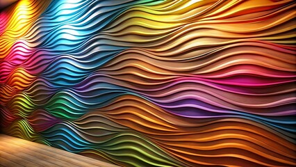 Wall Mural - Vibrant and dynamic wavy patterns on a decorative wall surface in a modern interior