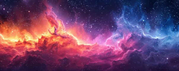 Wall Mural - watercolor abstract galaxy with vibrant stars.