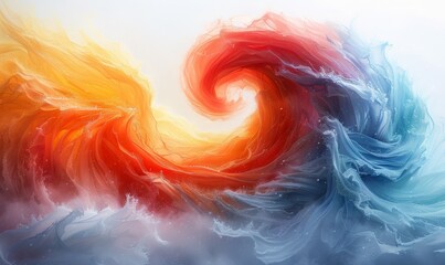 Wall Mural - Watercolor swirling winds on a white background.