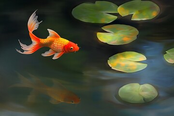 Canvas Print - goldfish in the water