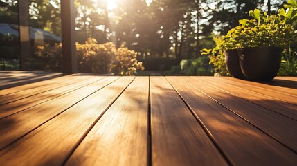 Poster - Warm Sunbeams on a Wooden Deck