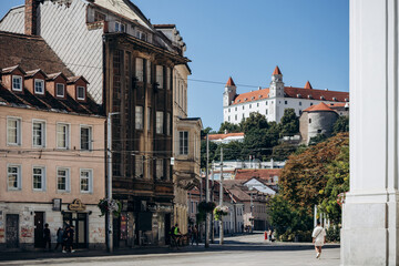 Bratislava, Slovakia - August 7, 2024: The old city center of Bratislava