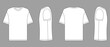 © MintArt - T-shirt vector template set mock up isolated on white background. flat technical drawing template. Unisex T-Shirt illustration, colorful front and back view, white. T-shirt Mock-up Front and back.