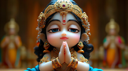 A serene figure in prayer, adorned with intricate jewelry, symbolizing devotion and spirituality.