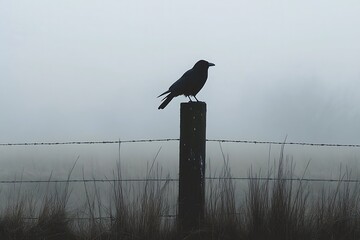 Poster - bird on a fence