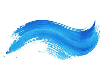 Vibrant blue brush stroke on transparent background. Perfect for creative projects, design elements, backgrounds, and artistic textures.