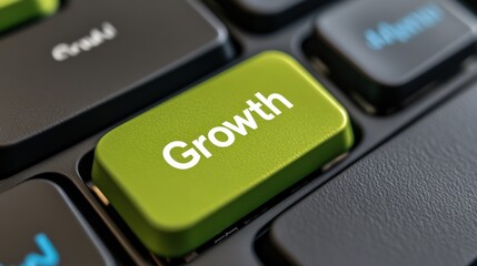 Canvas Print - A close up of a green button on the keyboard that says growth, AI