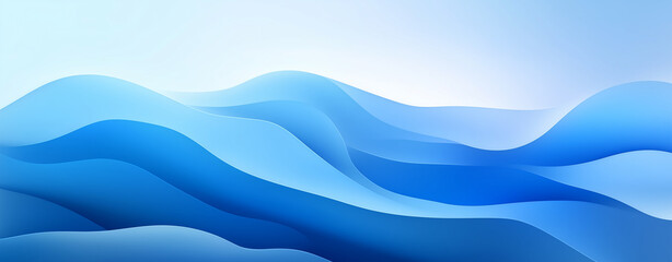 Wall Mural - 3D Blue Abstract Curved Wave Background - Smooth Gradient Wavy Design with Futuristic and Minimal Style