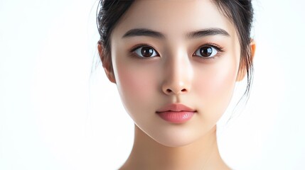 Closeup of a beautiful young girl's face.