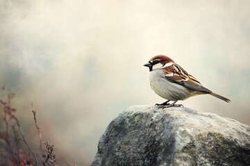 Wall Mural - sparrow on a branch