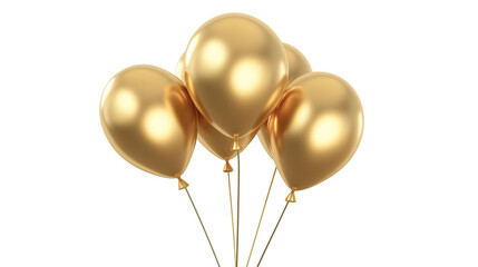 A bunch of gold balloons are tied together. The balloons are shiny and look like they are floating in the air