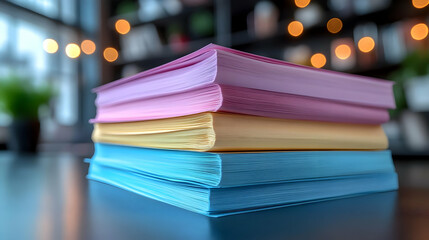 A stack of colorful books on a table, suggesting reading and learning.