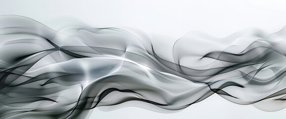 Wall Mural - White and black abstract background,Futuristic motion waves design ,Round Wavy Black Smoke Isolated on White Background