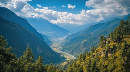 Wall Mural - The breathtaking view from Tiger's Nest Monastery, with the vast expanse of the Paro Valley stretching out below.