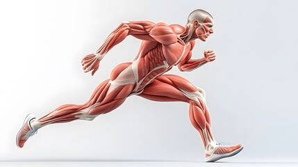 muscular system highlighted in motion: a dynamic illustration of the muscular system during a runnin