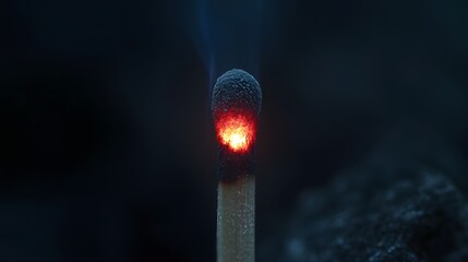 Phosphorus Match: A close-up of a lit match head, with the red phosphorus igniting and a small flame, set against a dark background.
