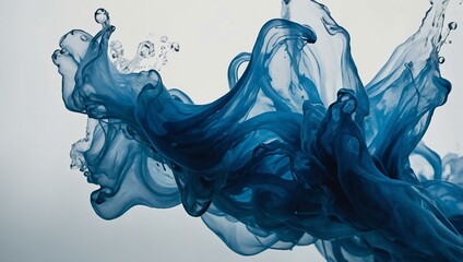 Sticker - Swirling blue ink diffusing underwater, creating mesmerizing abstract patterns.