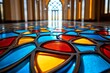 © Sanchai - Stained glass window, geometric designs, modern elegance blends tradition with contemporary style, creating a striking piece of art